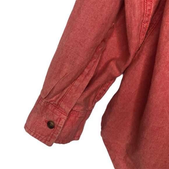 MENS TOPMAN RED CHAMBRAY LONG SLEEVE BUTTON DOWN SHIRT with POCKET XL - Picture 4 of 9